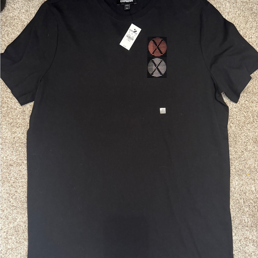 EXPRESS Men’s Black 3D Graphic Logo Tee Size L Tall NWT